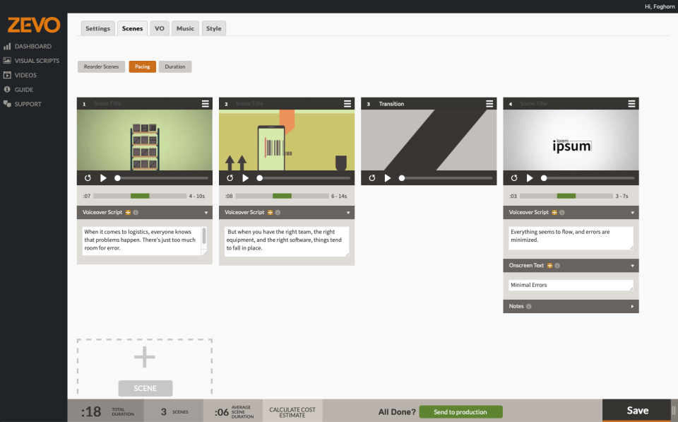 ZEVO Software - Visual script area