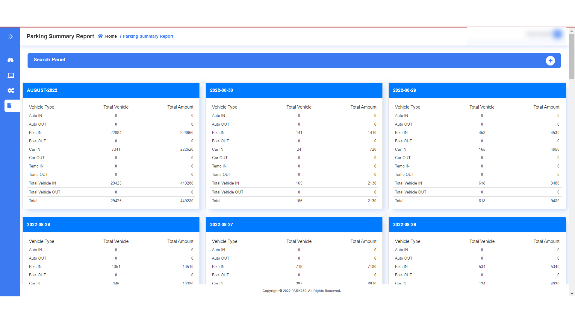 PARK360 Software - Reporting