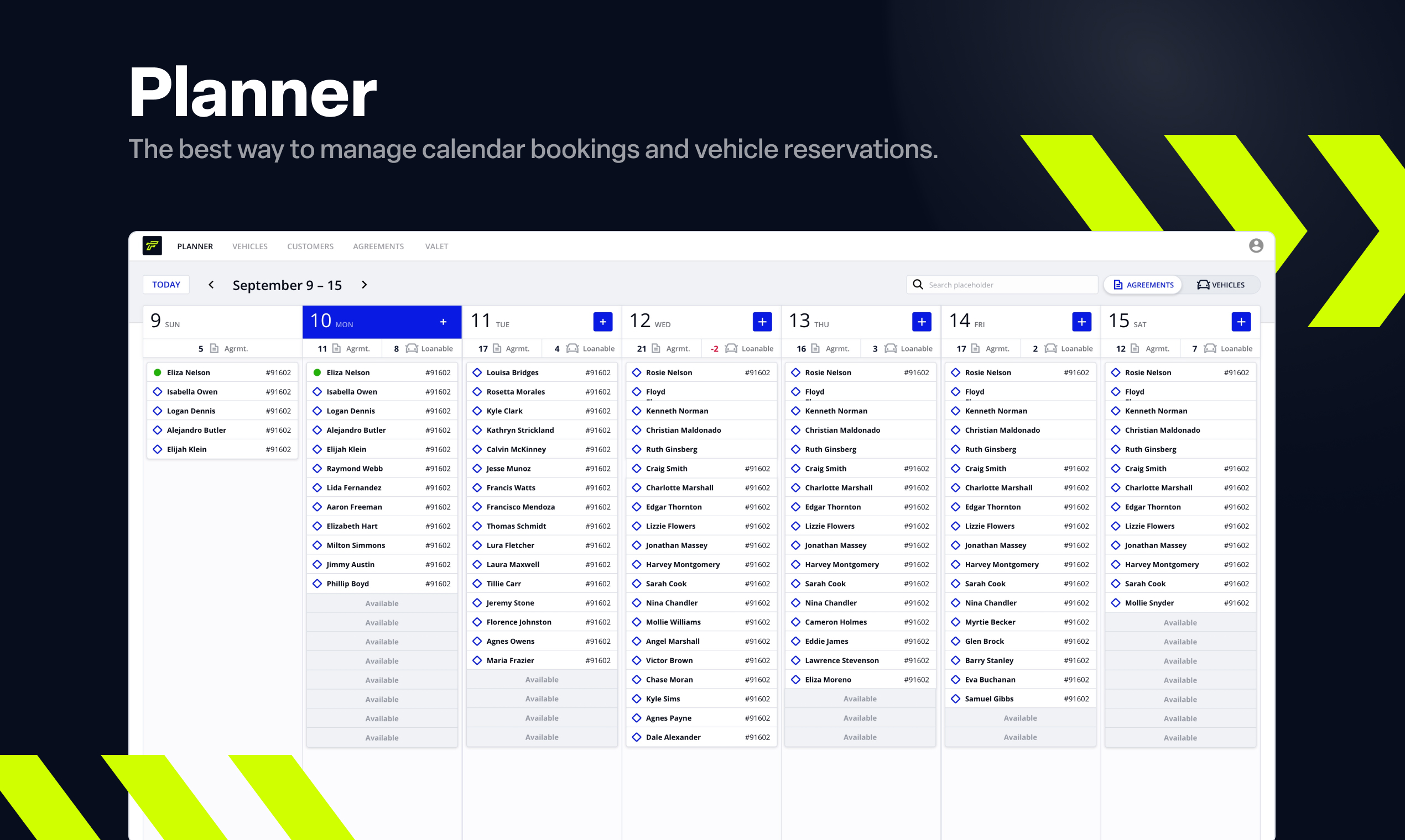 Planner – The best way to manage calendar bookings and vehicle reservations.