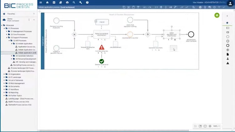 BIC Platform screenshot: BIC Process Design application process