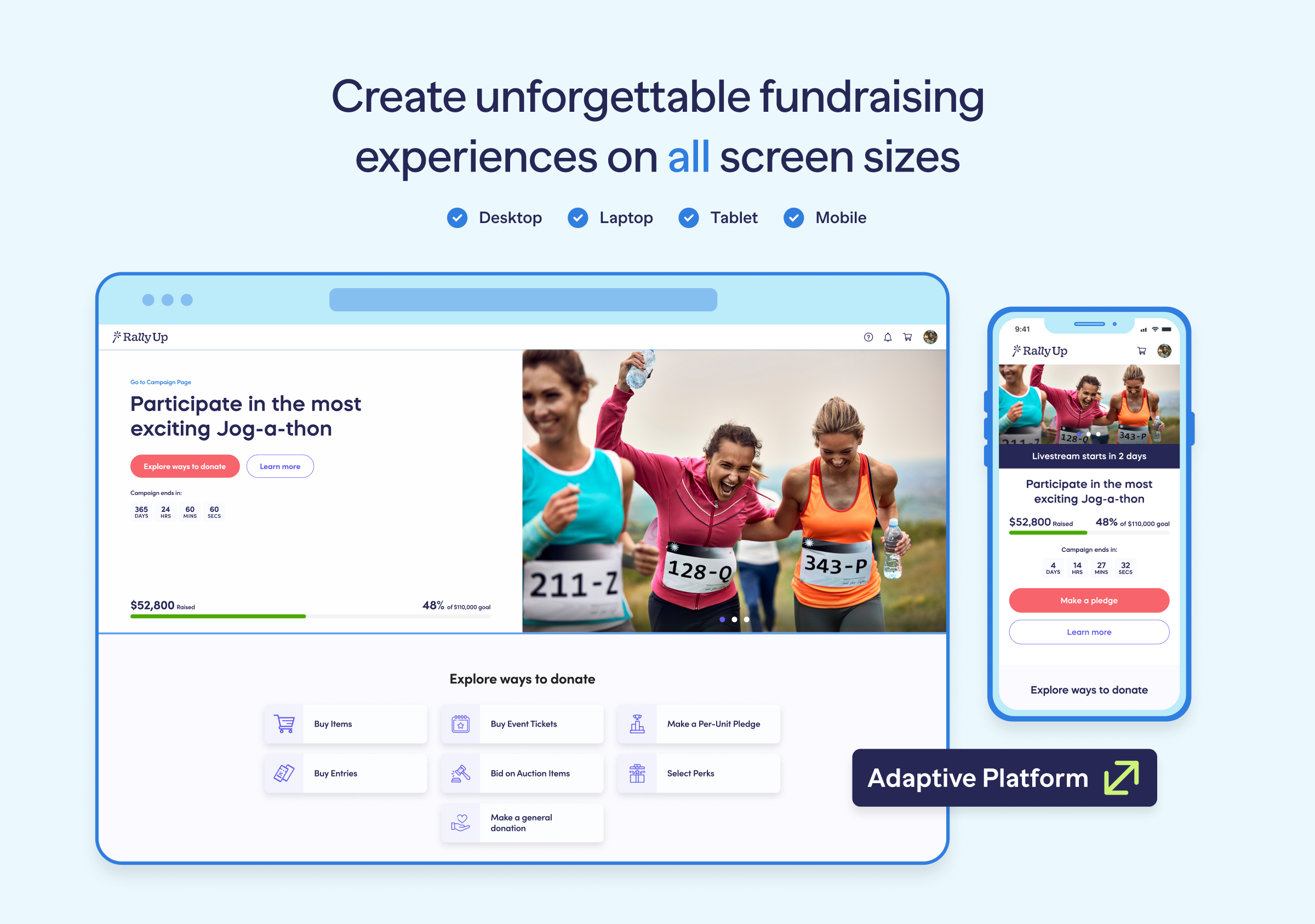 RallyUp Software - Create unforgettable fundraising experiences on all screen sizes