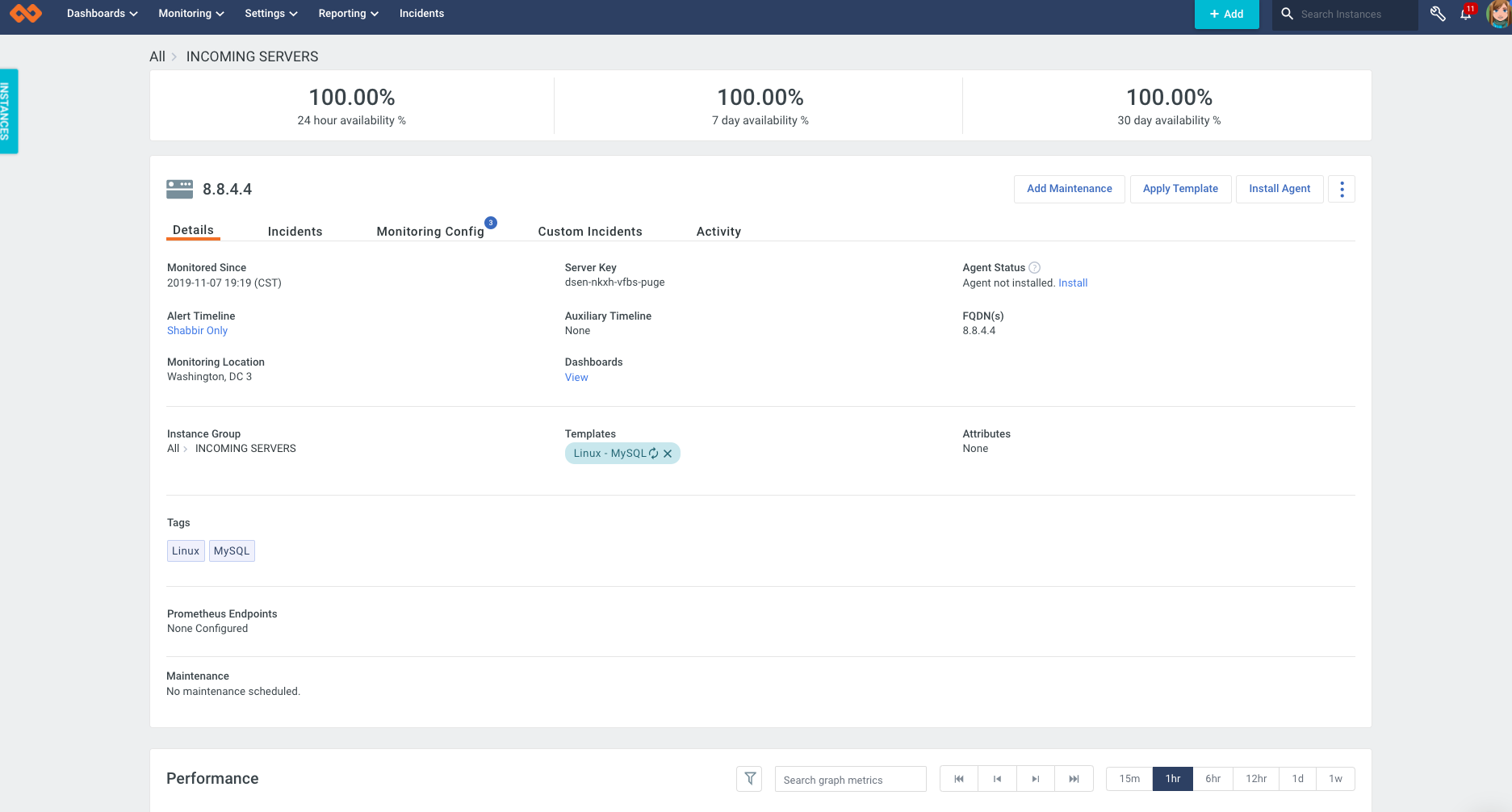 Instance Details Page