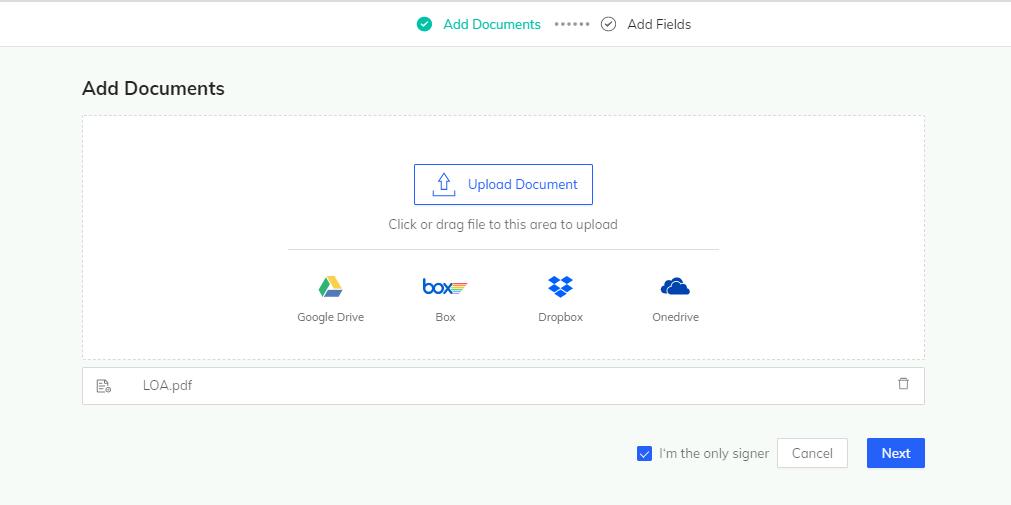 Upload documents