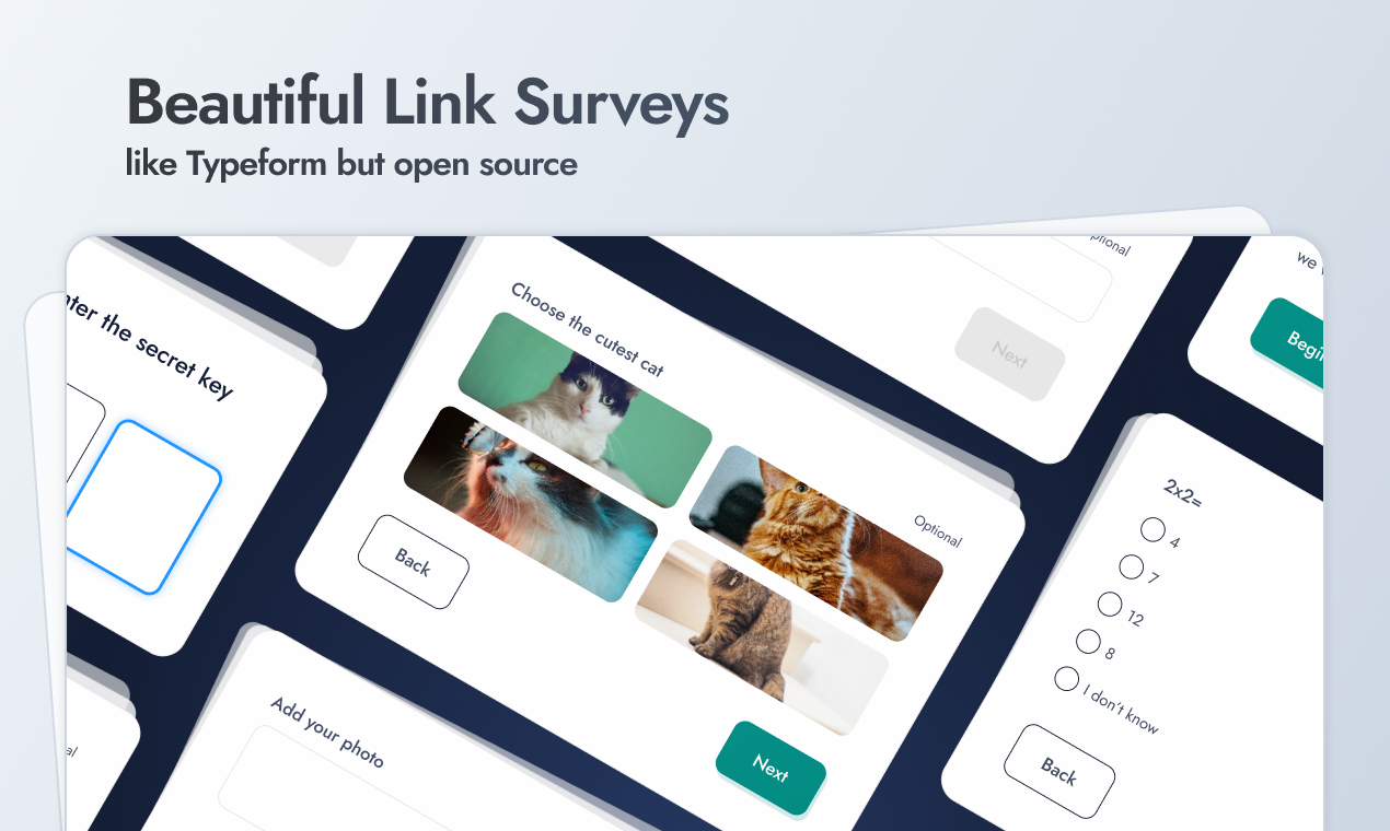 Formbricks screenshot: Powerful and modern link-based surveys to perform research among your target audience