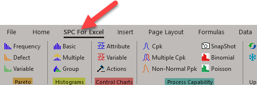 Software options shows natively in Excel Ribbon.