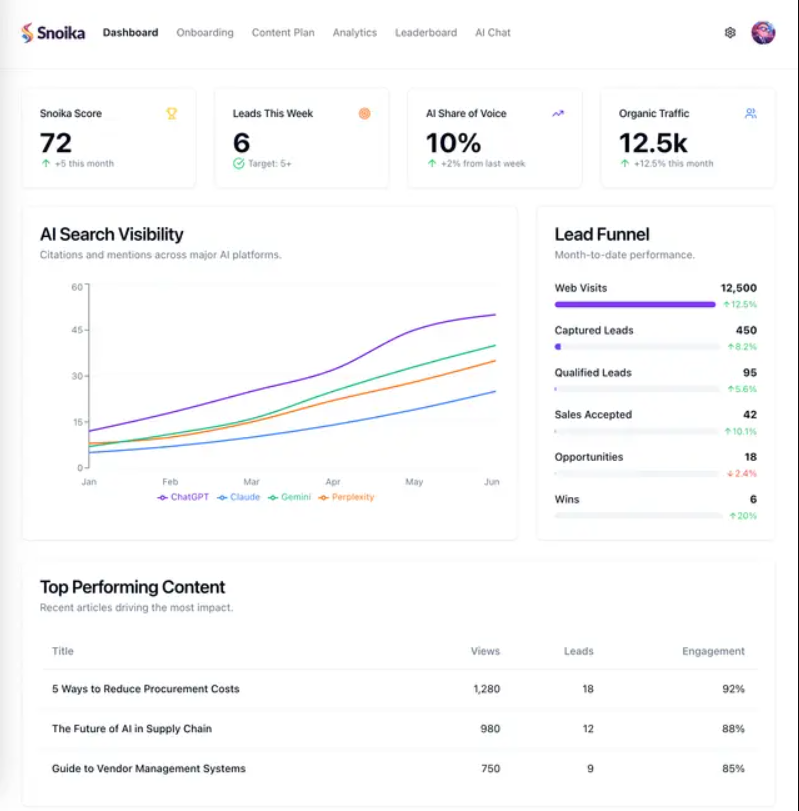 Snoika screenshot: Snoika AI search visibility