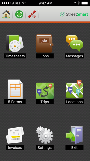 StreetSmart Software - StreetSmart mobile app menu