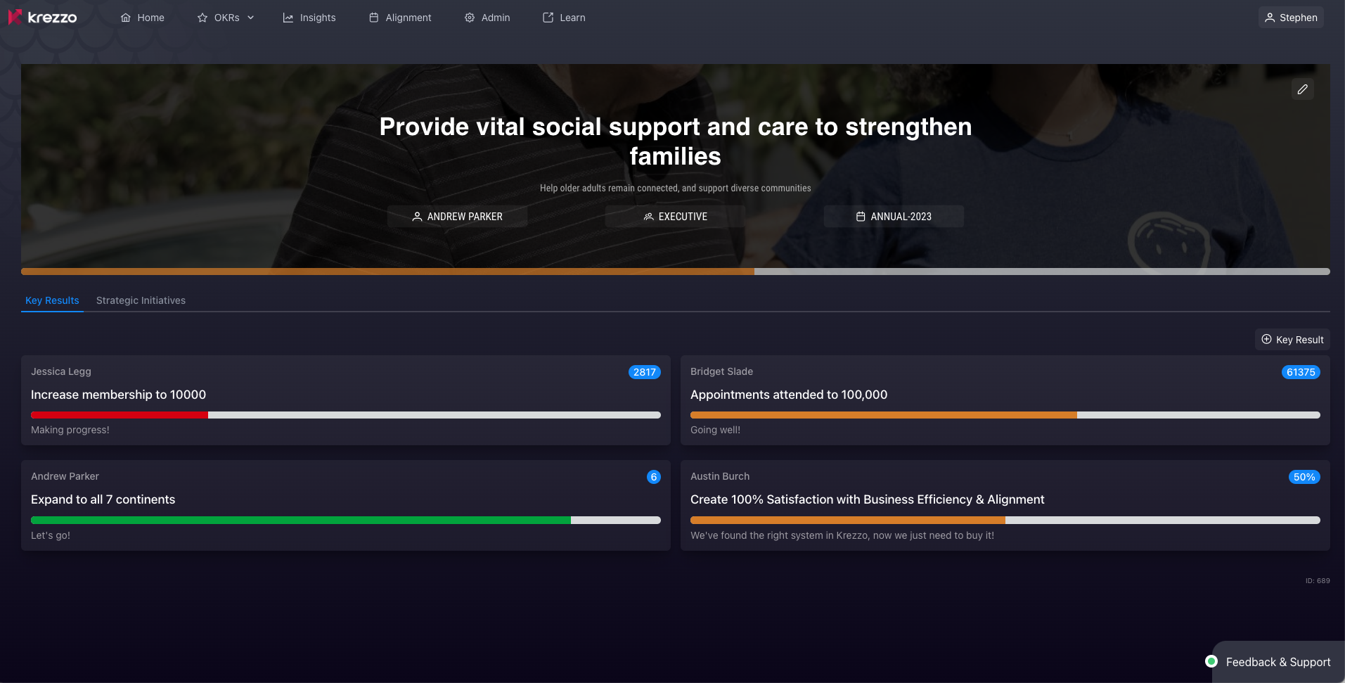Krezzo Software - OKR Page
