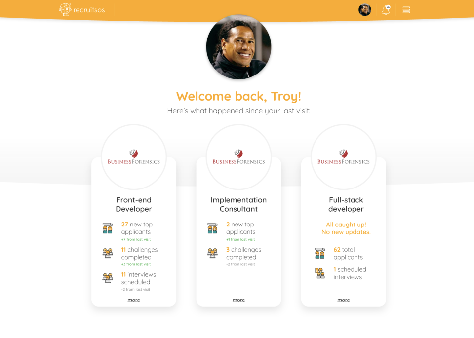 Recruitsos screenshot: Recruitsos home screen screenshot