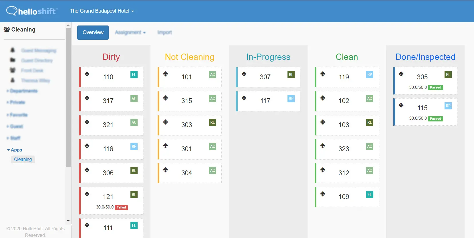 HelloShift Software - With our quick and efficient Housekeeping Management app, see at a glance the status of all of the housekeeping tasks at your hotel or property