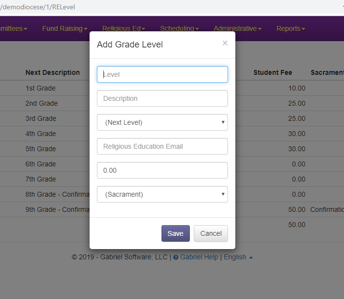 Gabriel adding grade level