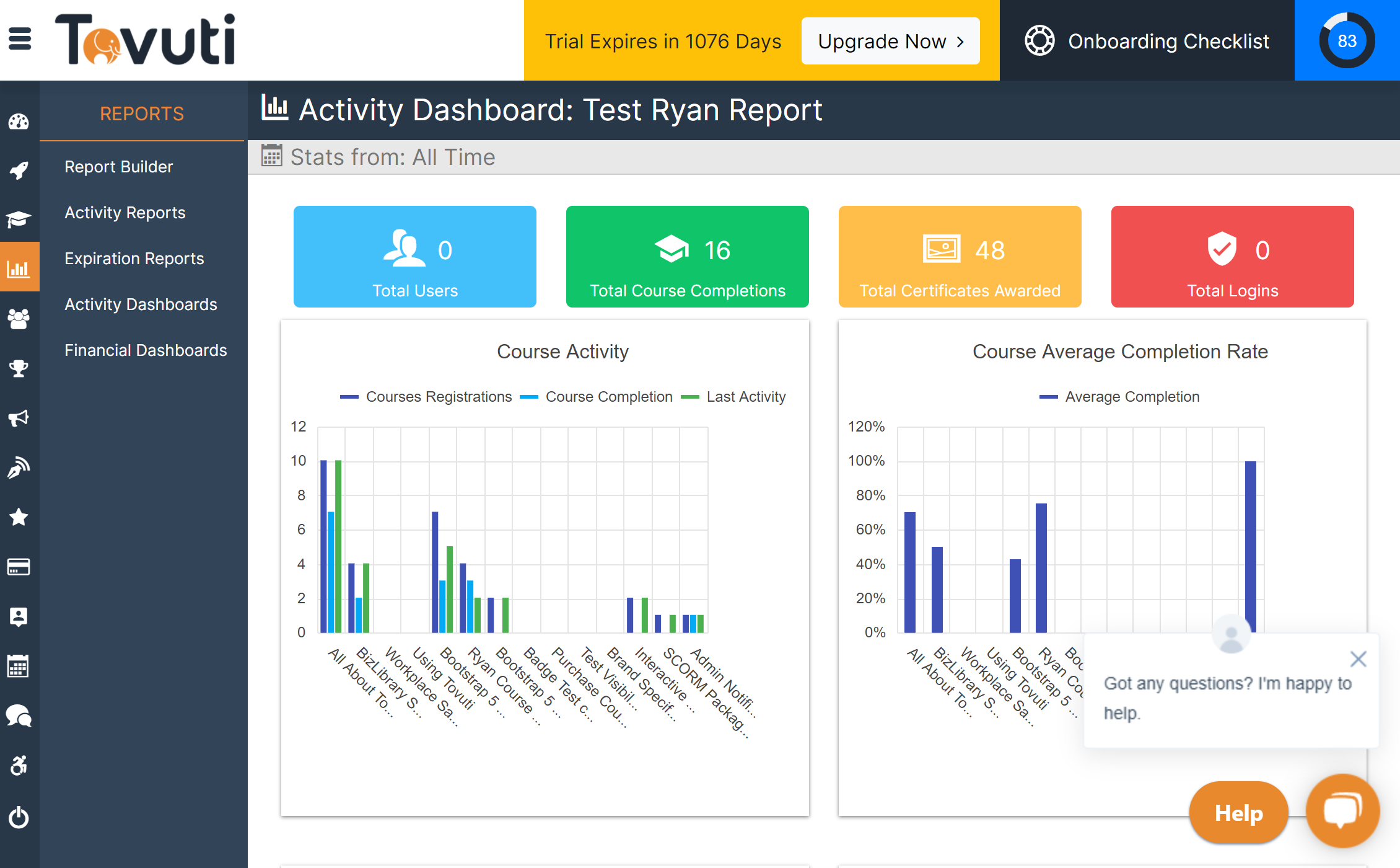 Tovuti Software - Best LMS reports