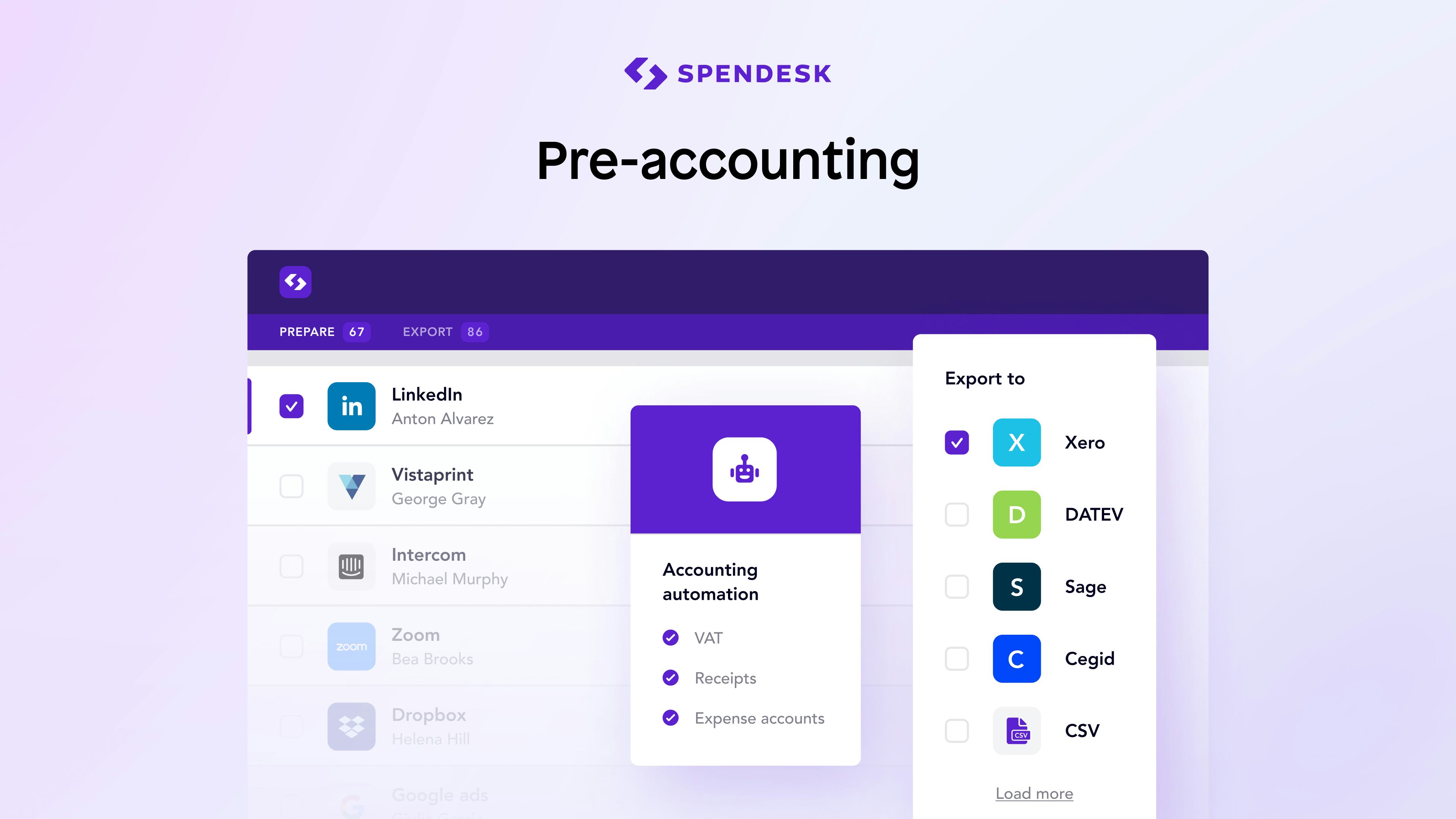 Spendesk Software - Export Spendesk data to your accounting automation software