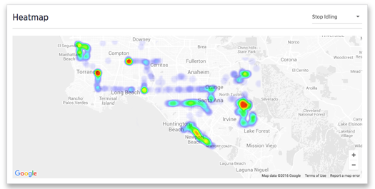 Zubie Software - Zubie Dashboard offers a number of reporting options including heatmapping over geographic maps