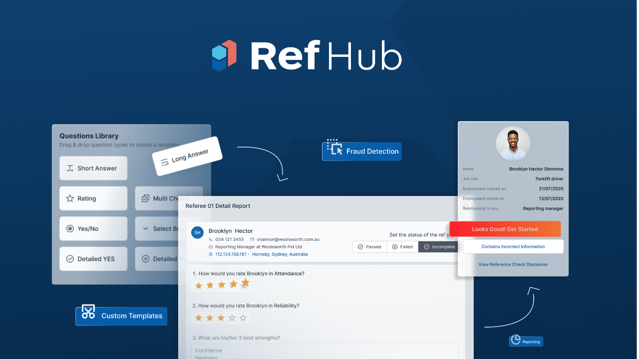 Ref Hub simplifies the process and eliminates the time and costs associated with traditional reference checking.