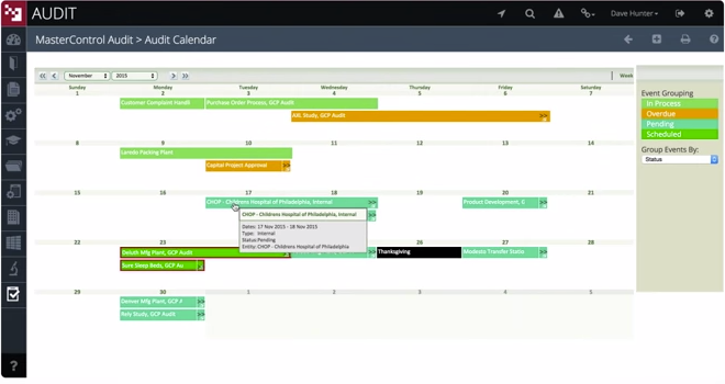 MasterControl Quality Excellence Software - Simple drag-and-drop calendar for avoiding scheduling conflicts