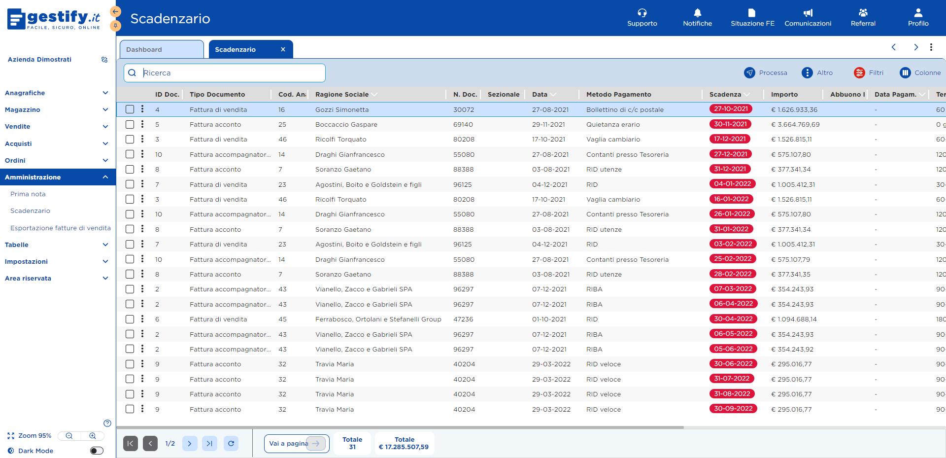 Gestify Software - scadenzario