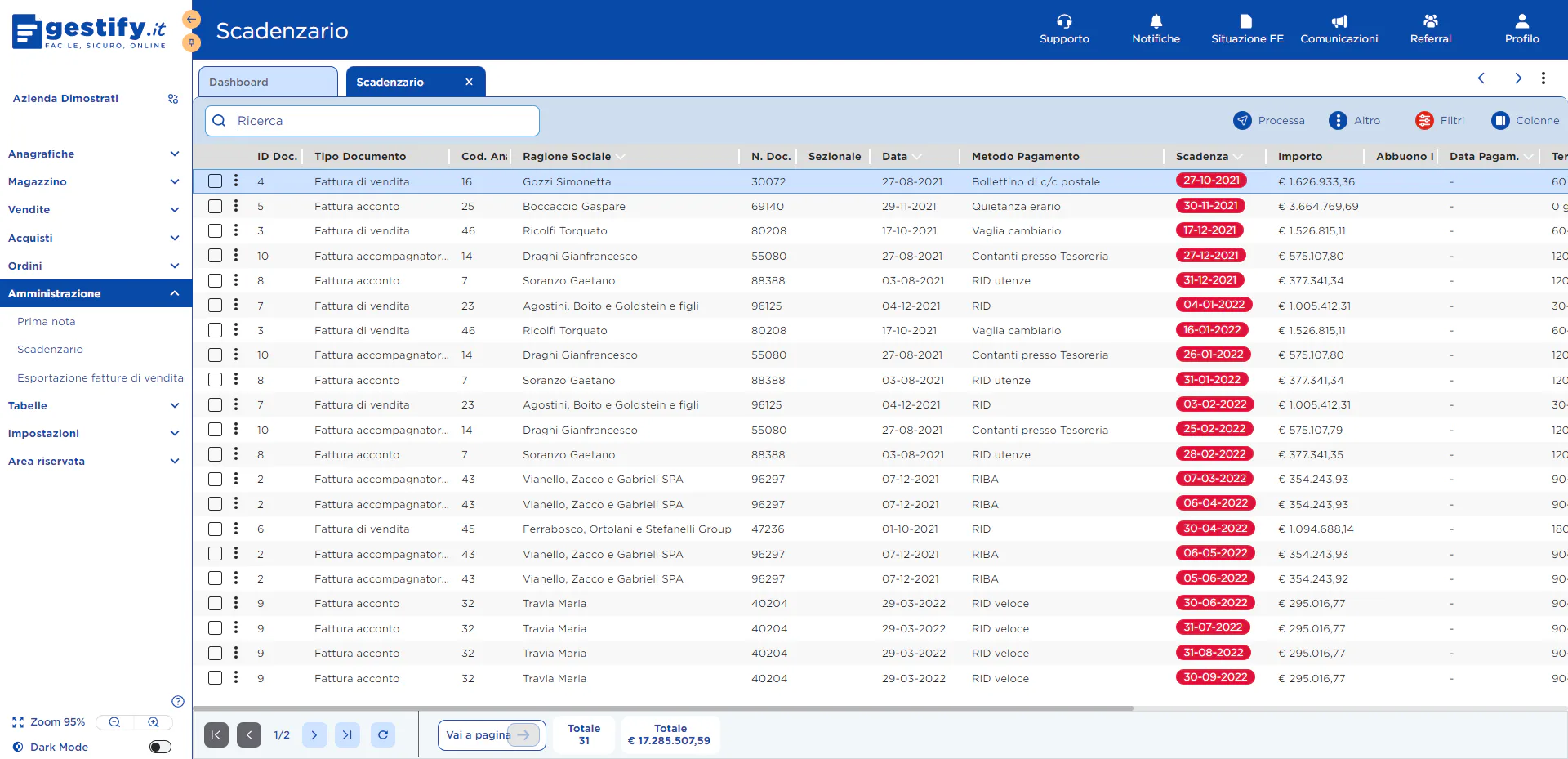 Gestify Software - scadenzario