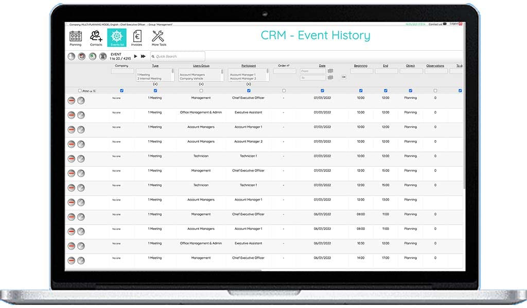Multi-Planning Software - CRM for Event Tracking