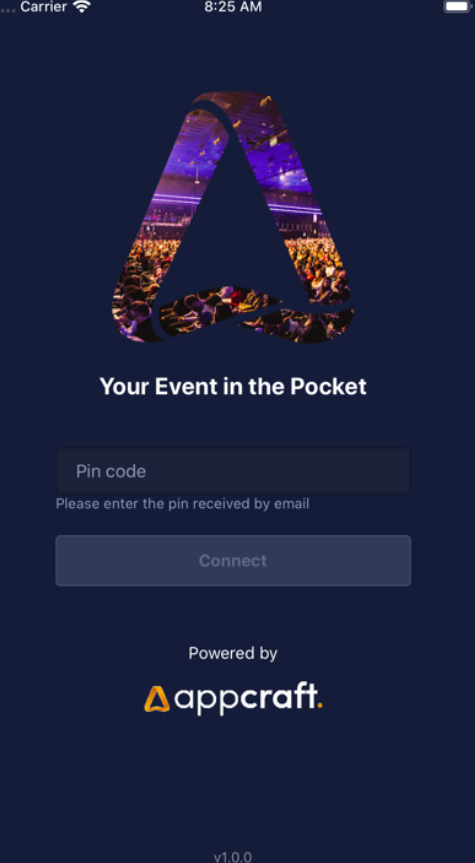AppCraft Events screenshot: AppCraft Events login page