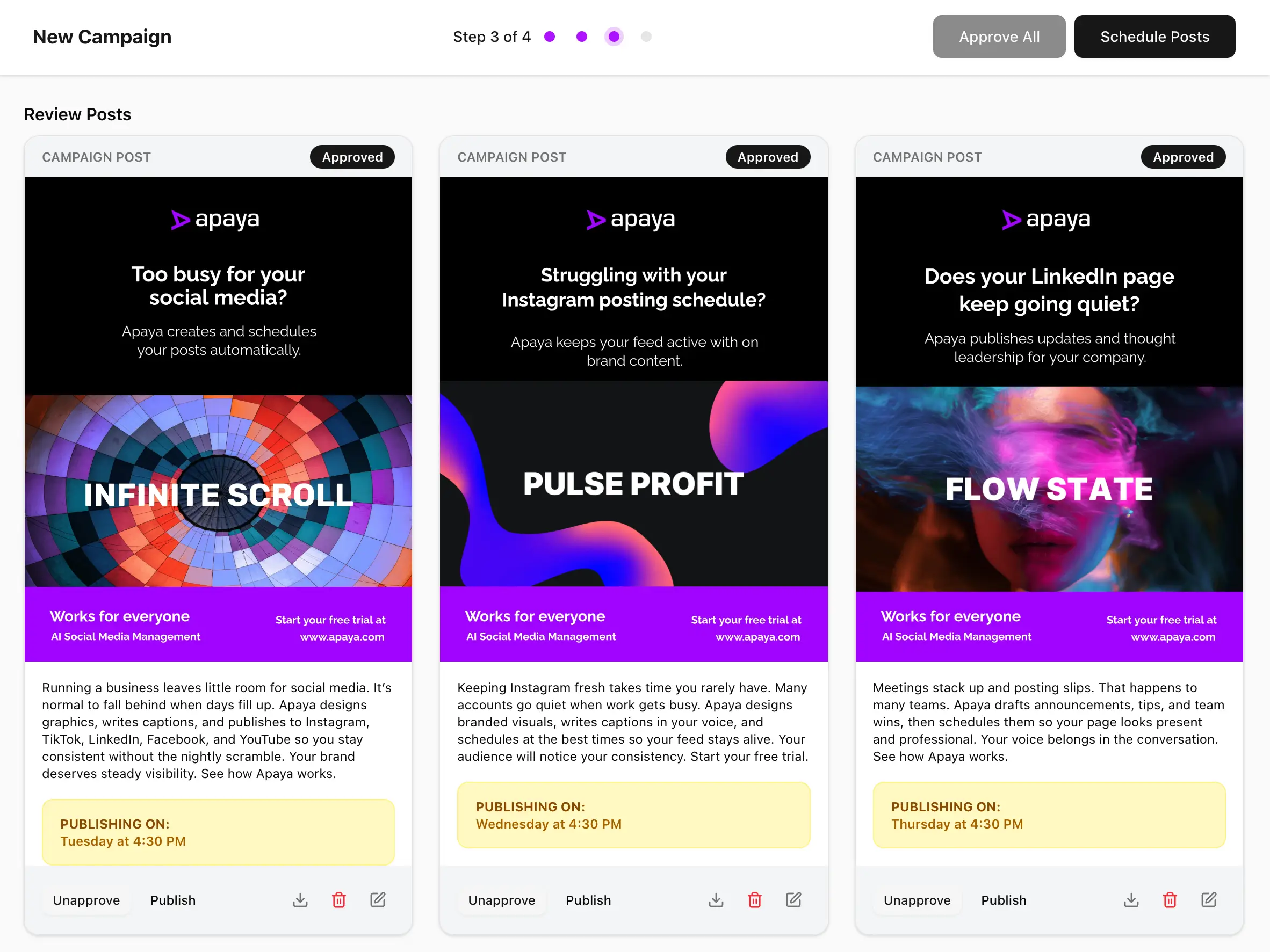 Apaya screenshot: AI Social Media Post Generator