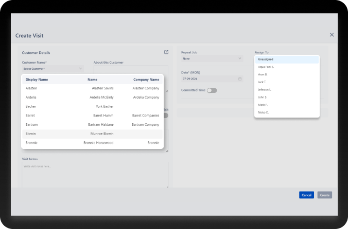 Kickstart screenshot: Kickstart create visits