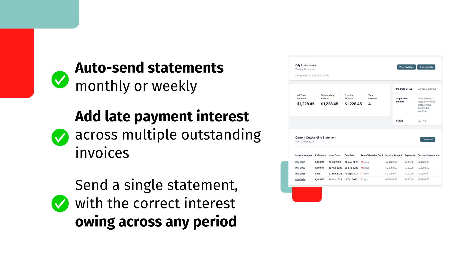 Auto-send statements monthly or weekly