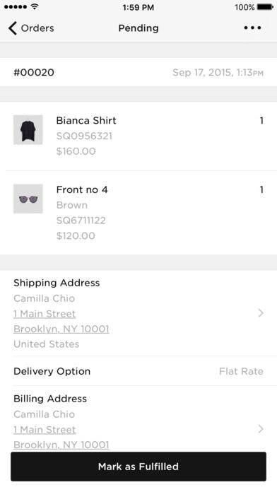 Squarespace Software - Orders on mobile app