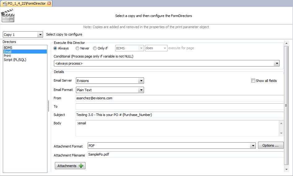 FormFusion screenshot: FormFusion email manager