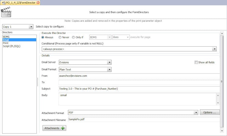 FormFusion screenshot: FormFusion email manager