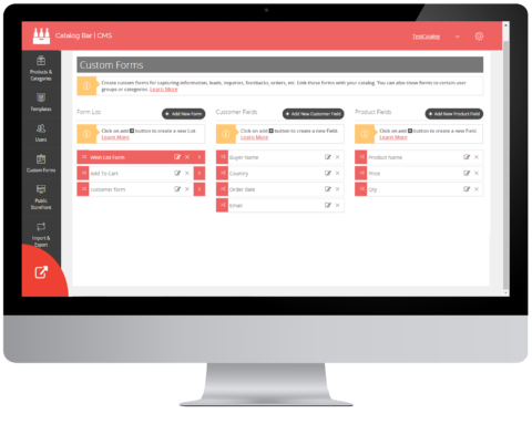 Catalog Bar Software - Custom forms
