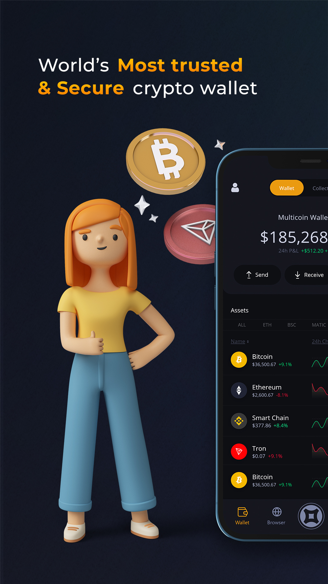 Ancrypto screenshot: Securely store and manage multiple crypto assets with the best multi-coin crypto wallet.