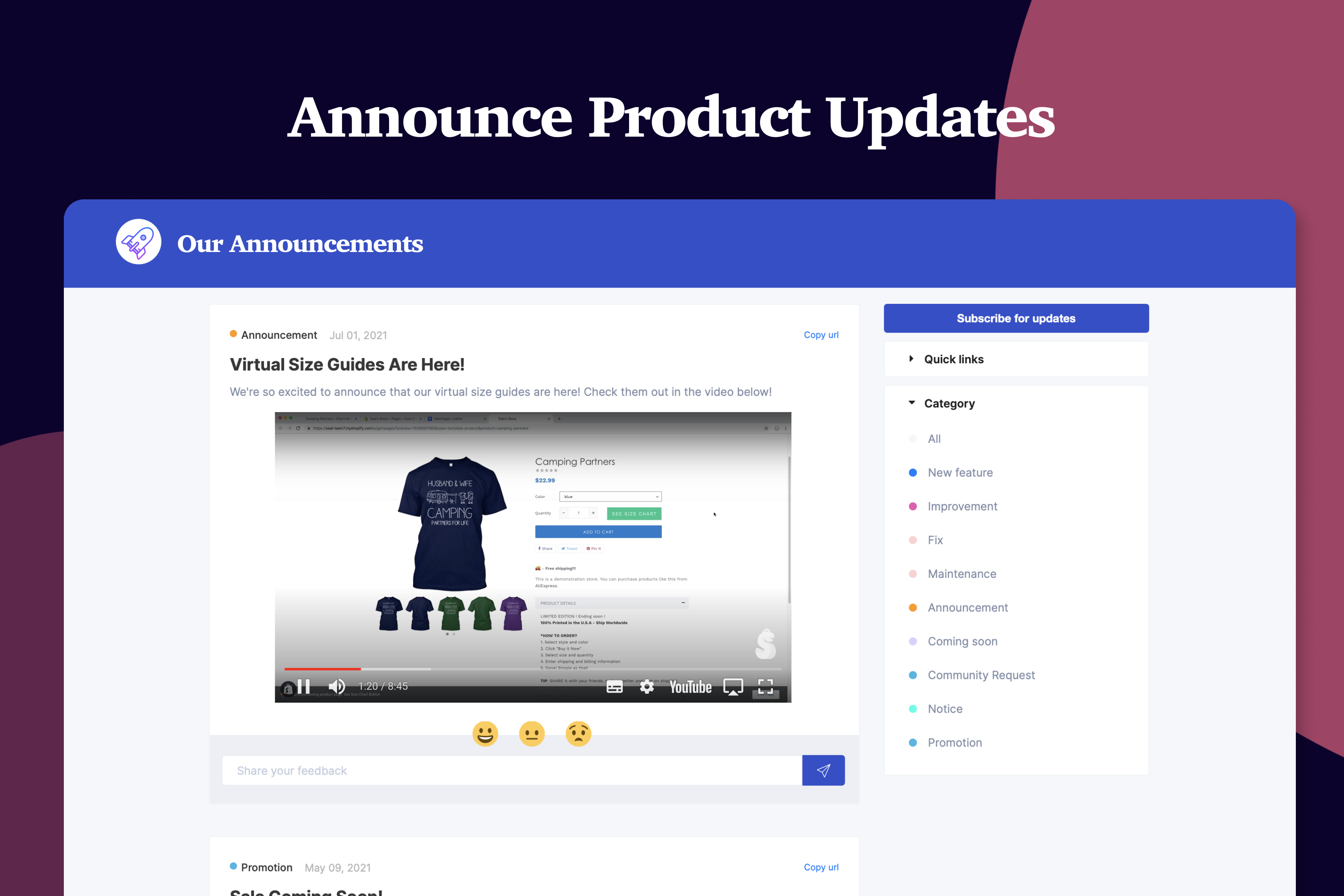 Announce Product Updates