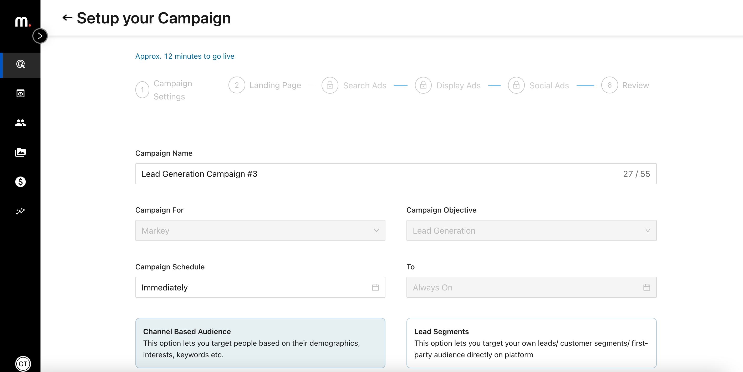 Markey screenshot: Launch your Campaign from Industry Specific Templates