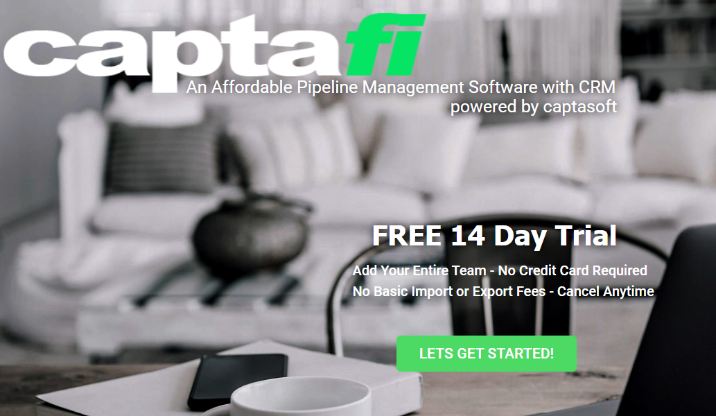 CaptaFi homepage - Free Trial