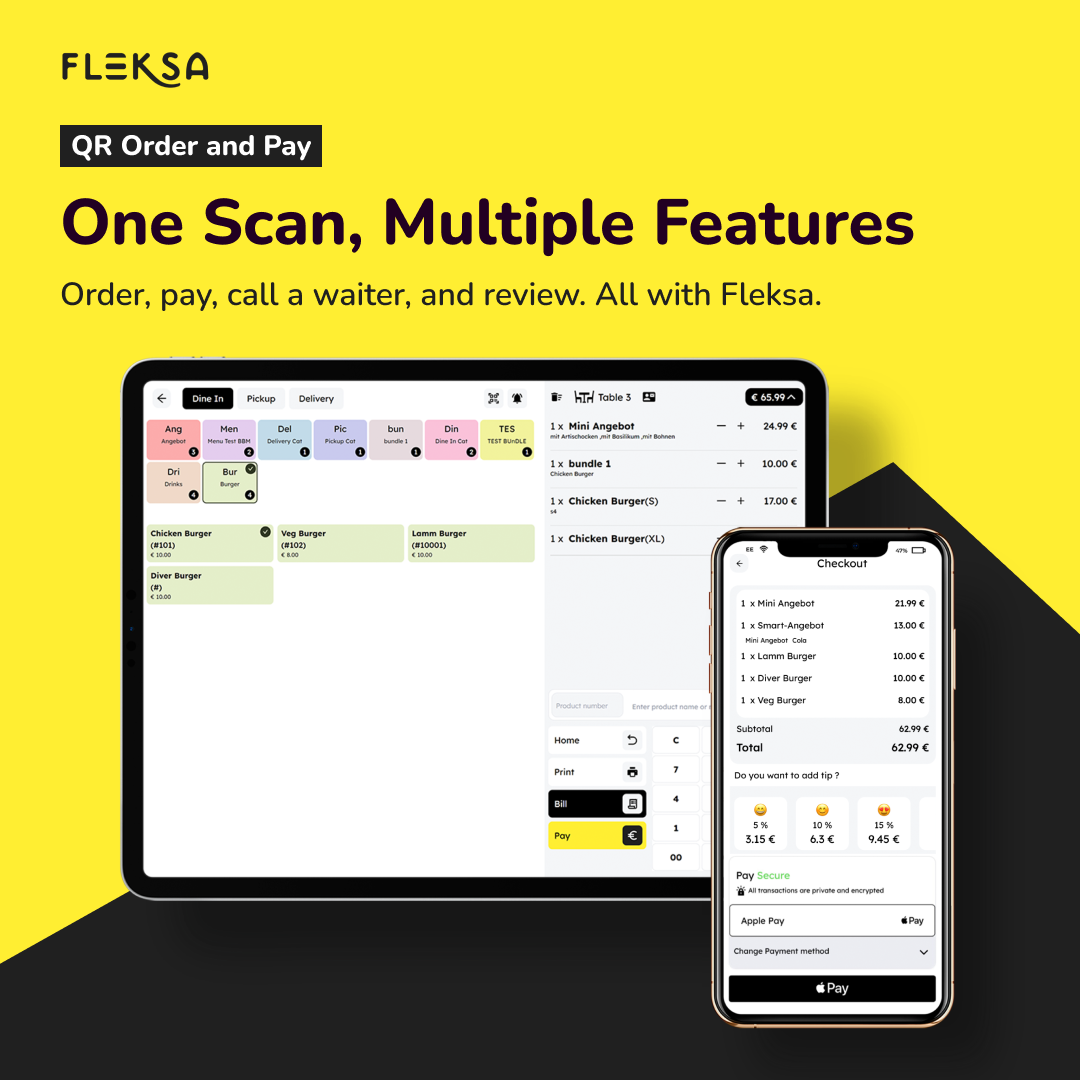 Fleksa Software - QR Order and Pay (with waiter call and Google review system)