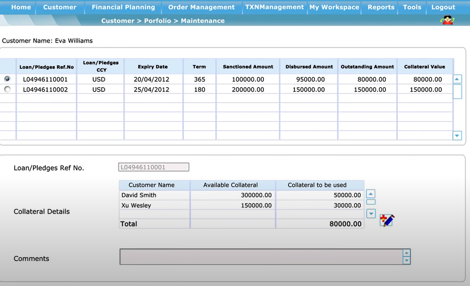 Oracle FLEXCUBE screenshot: Oracle FLEXCUBE customer details
