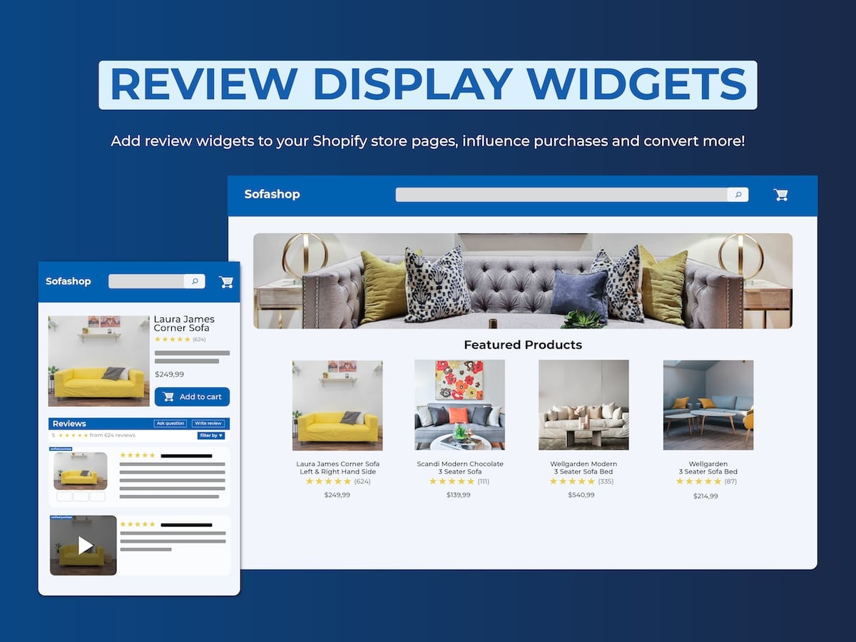 Show Review Widget on your Shopify Store pages