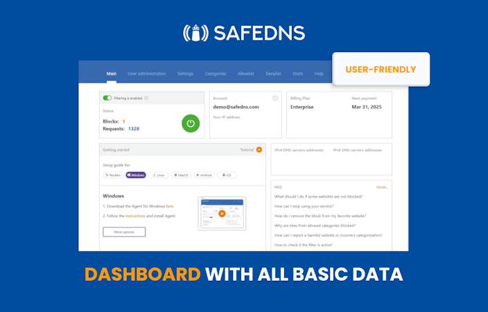 SafeDNS screenshot: User-friendly
