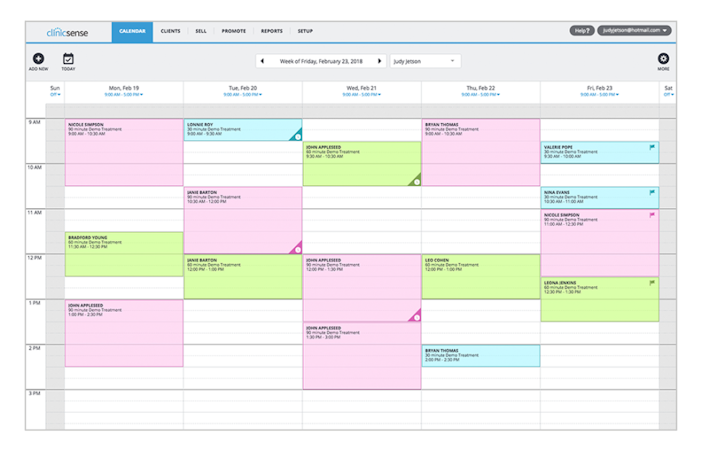 ClinicSense screenshot: ClinicSense online scheduling