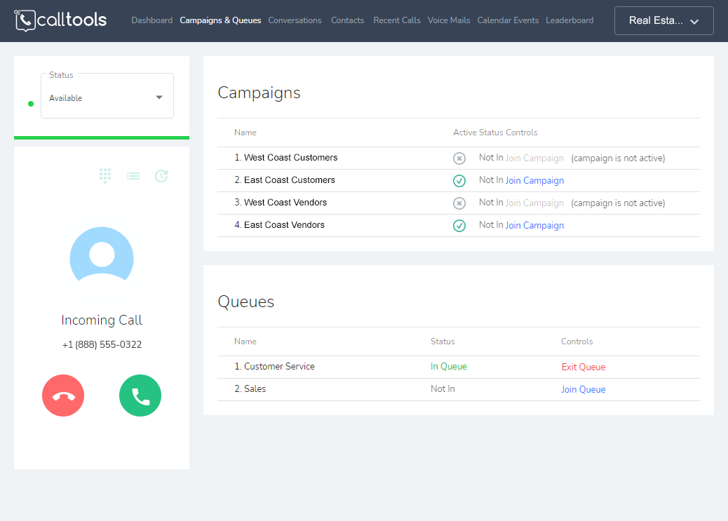Agents can easily join outbound dialing campaigns and inbound call queues all in once place.