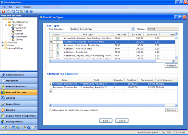 MuniLogic screenshot: MuniLogic administration view with the capability to monitor agreement terms & roll out licenses