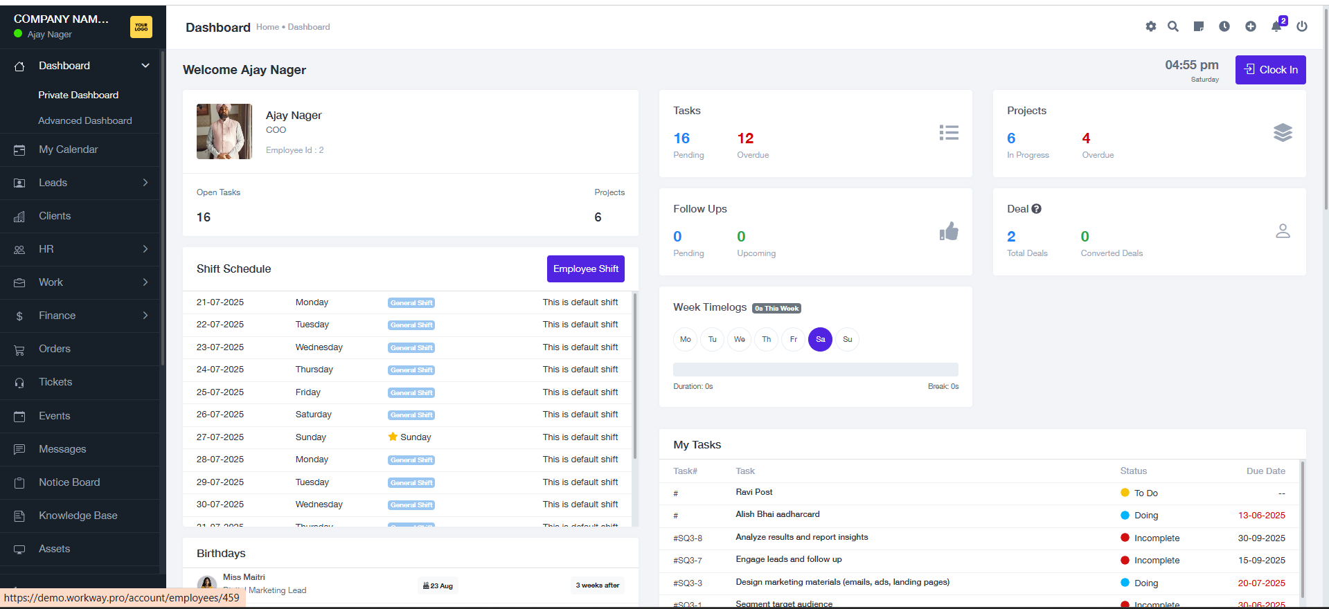 Workway.pro Software - workway.pro track performance with the unified Dashboard monitor leads, tasks, HR, and projects from one screen.