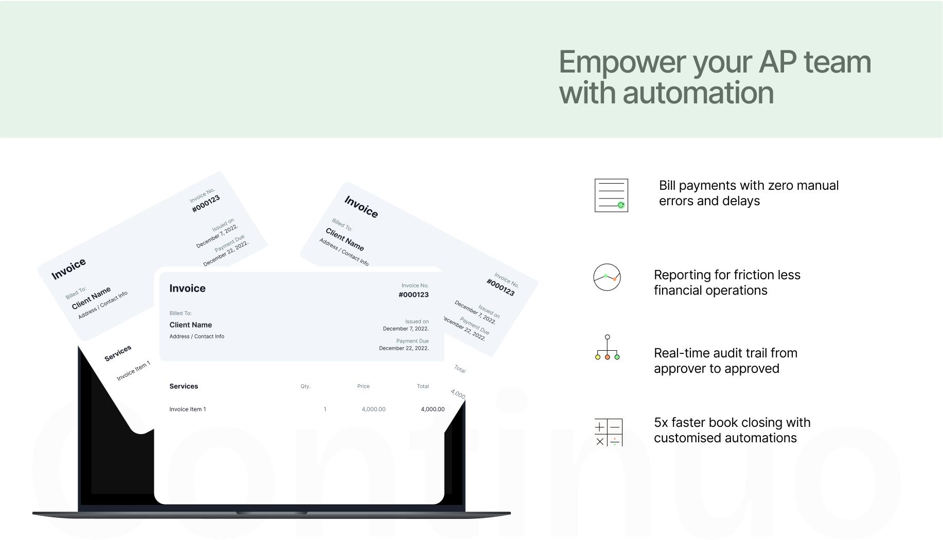 Pazy screenshot: We believe that seamless automation and insightful data should be the norm, not the exception, for finance teams. Route invoice level data with maximum visibility across departments right from invoice drafting to invoice payment. 