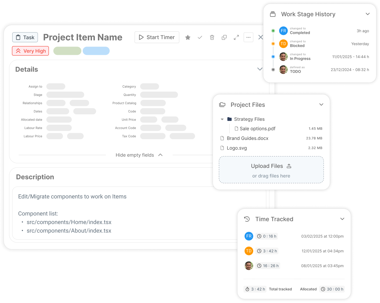 ProWorkflow Software - Project and Items module
