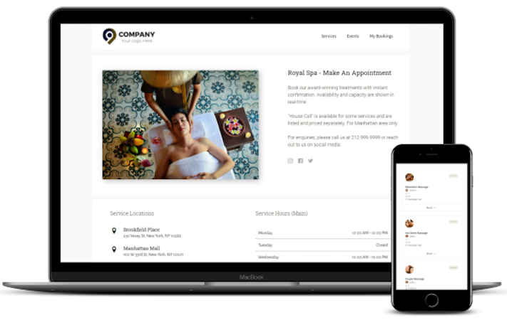 FixAppt screenshot: Your own 24/7 booking website. List all your services on your own branded booking website, complete with prices, photos and descriptions for instant booking and reservation.