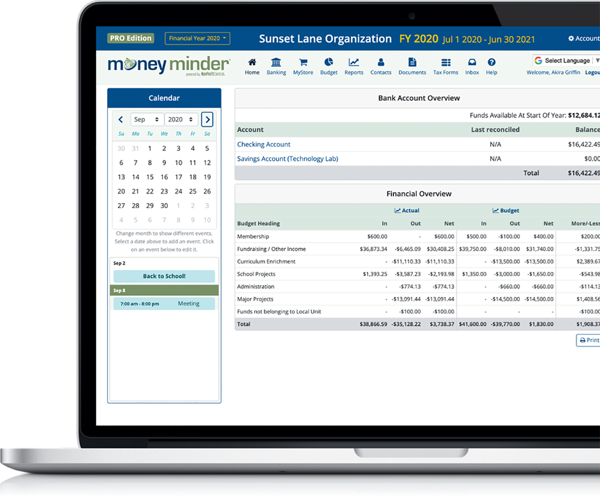 MoneyMinder nonprofit bookkeeping software