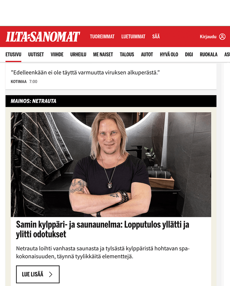 Readpeak Software - Netrauta's Native Ads live on Finnish Media