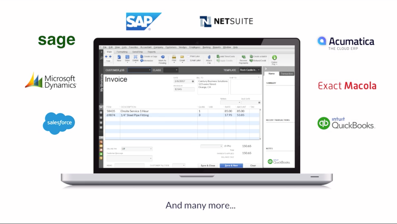 eBizCharge Software - EBizCharge integrates to over 50+ accounting, ERP, CRM, and commerce platforms
