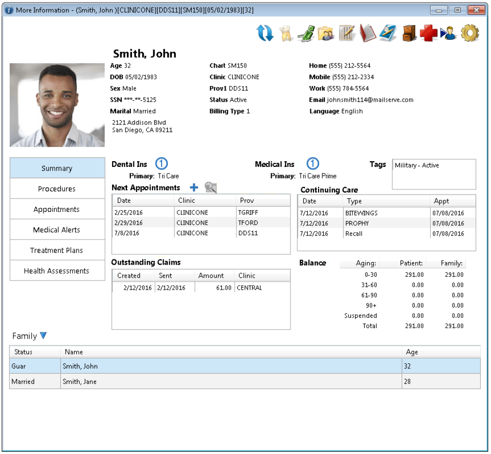 Dentrix Enterprise Software - Dentrix Enterprise patient profile
